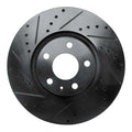 R1 05-11 Audi A6 Quattro Front Left Drilled & Slotted Black Brake Rotor