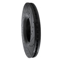 R1 05-11 Audi A6 Quattro Front Left Drilled & Slotted Black Brake Rotor