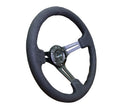 NRG Reinforced Steering Wheel (350mm / 3in. Deep) Black Leather w/ Alcantara Stitching