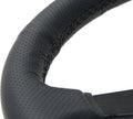 NRG Sport Steering Wheel (350mm / 1.5in Deep) Black Leather/Gold Stitch w/Matte Black Solid Spokes