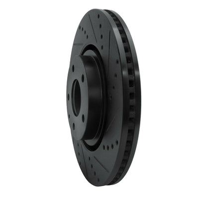 R1 16-25 Mazda CX-5 Front Right Drilled & Slotted Black Brake Rotor
