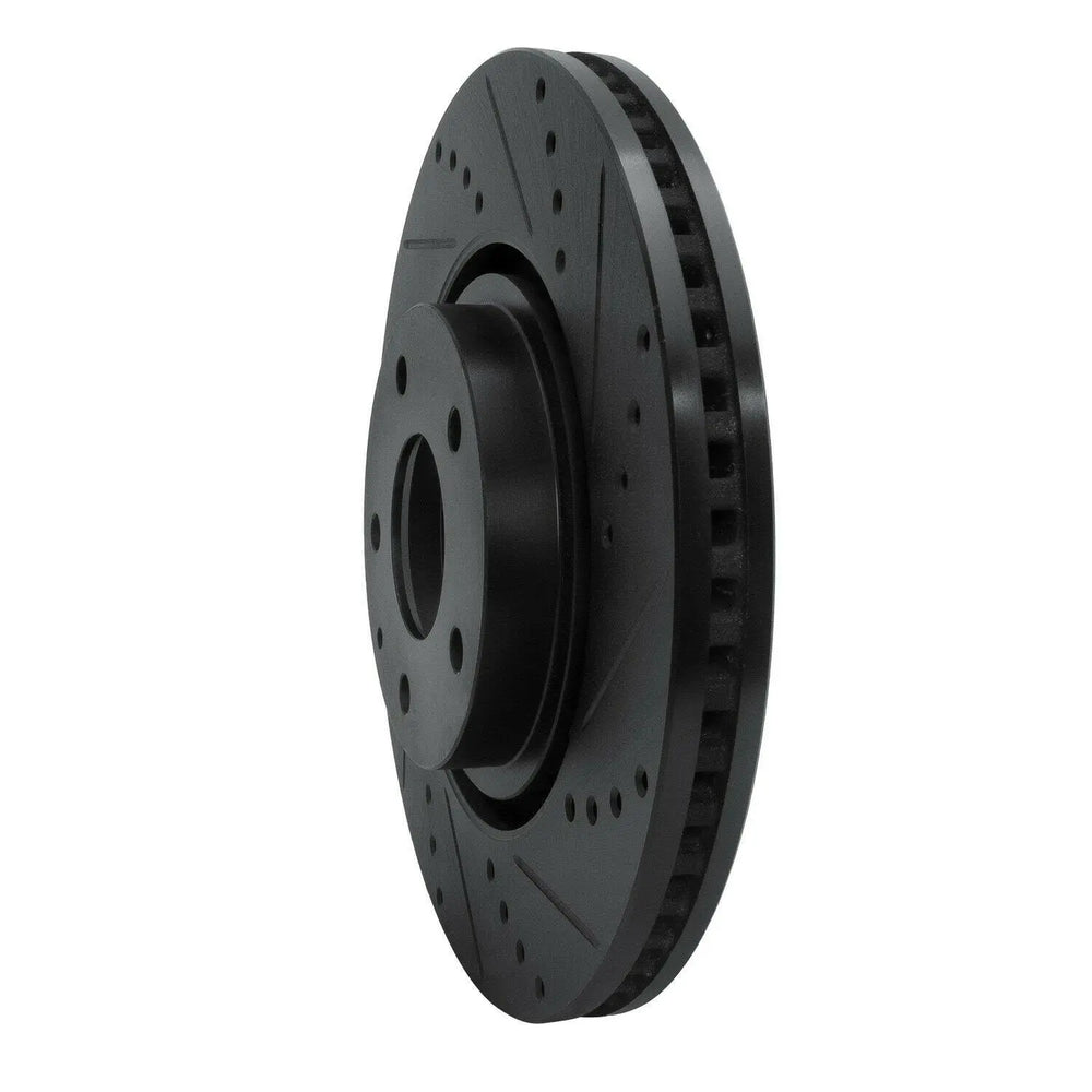 R1 16-25 Mazda CX-5 Front Right Drilled & Slotted Black Brake Rotor
