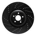 R1 03-25 Subaru Impreza Front Right Drilled & Slotted Black Brake Rotor