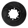 R1 06-25 American Coach Patriot Rear Right Drilled & Slotted Black Brake Rotor