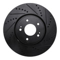 R1 03-06 Mitsubishi Lancer Front Right Drilled & Slotted Black Brake Rotor