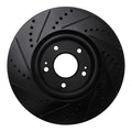 R1 03-06 Mitsubishi Lancer Front Right Drilled & Slotted Black Brake Rotor