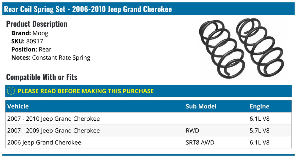 JEEP GRAND CHEROKEE 0610 COIL SPRING SET