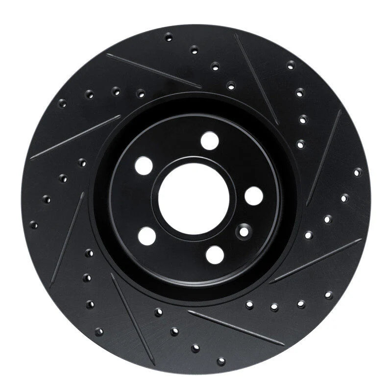 R1 17-25 Volvo V90 Front Right Drilled & Slotted Black Brake Rotor