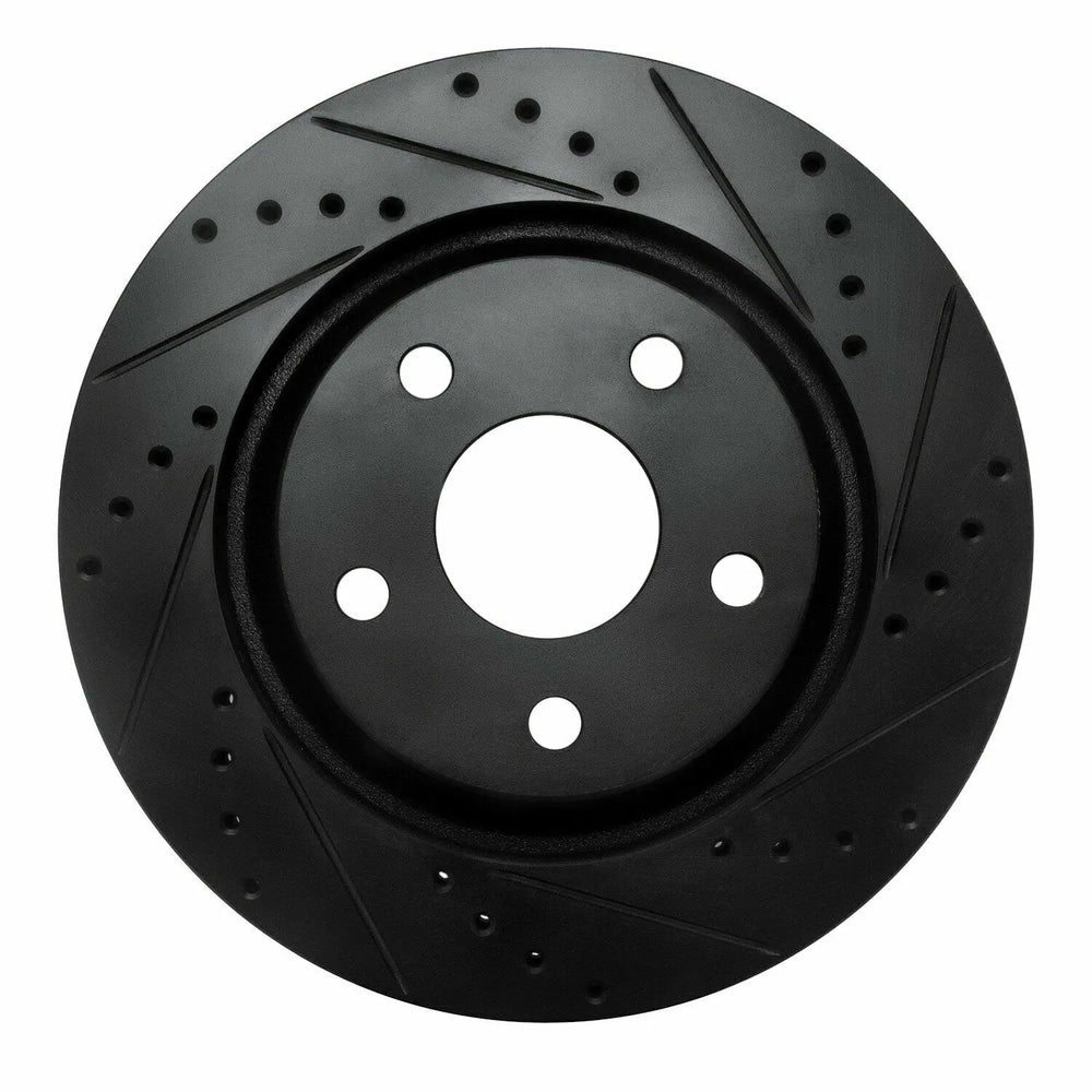 R1 12-18 Jeep Wrangler Front Right Drilled & Slotted Black Brake Rotor