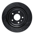R1 14-19 Chevrolet Corvette Rear Right Drilled & Slotted Black Brake Rotor