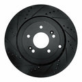 R1 18-25 Genesis G70 Rear Left Drilled & Slotted Black Brake Rotor