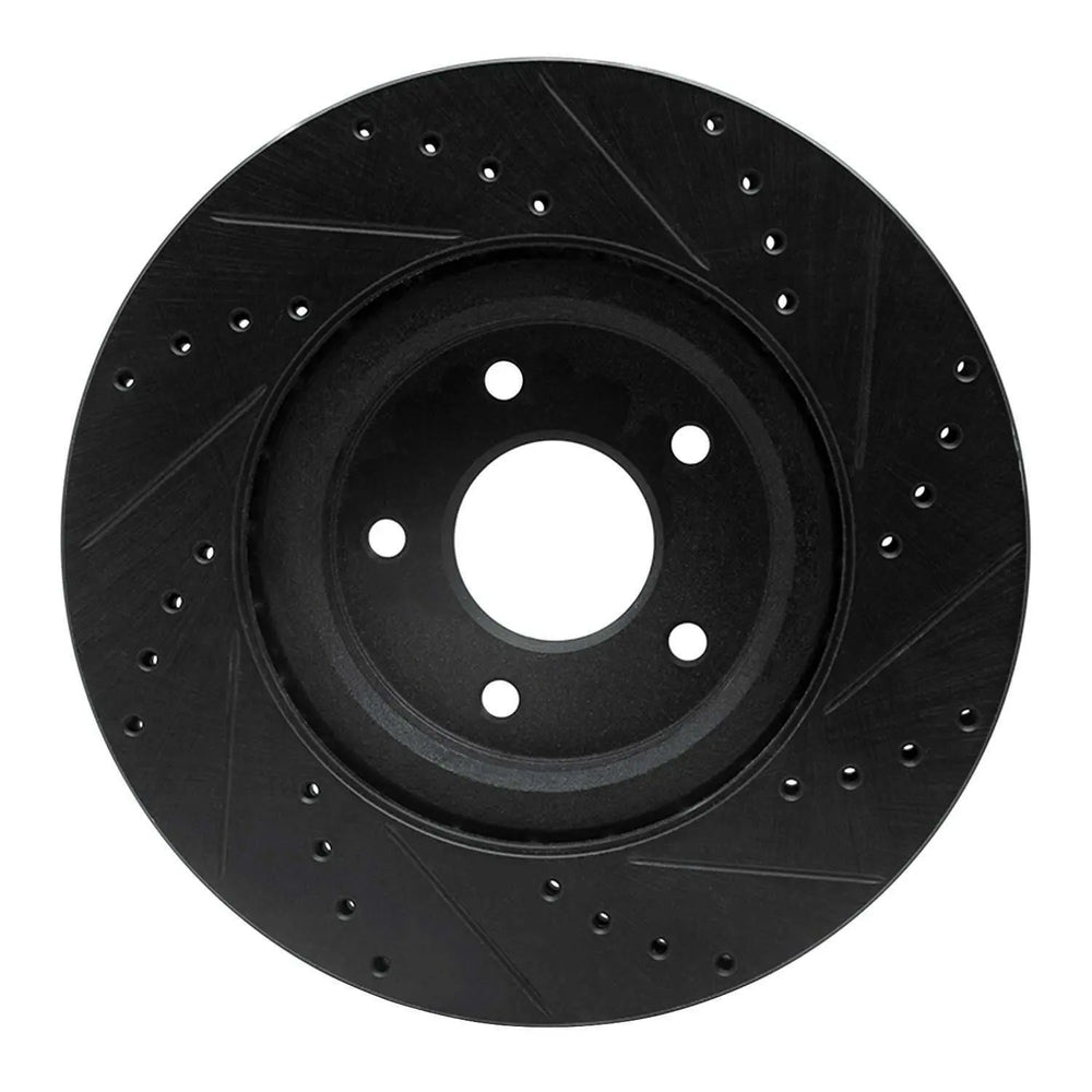 R1 14-19 Nissan Rogue Hybrid Front Left Drilled Black Brake Rotor
