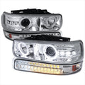 DUAL HALO PROJECTOR HEADLIGHT WITH LED SIGNAL LIGHT CHROME