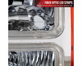 F350 HEADLIGHTS WITH LED BAR CHROME HOUSING CLEAR LENS AMBER REFLECTOR - USES STOCK BULBS