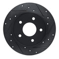R1 98-07 Lexus LX470 Rear Right Drilled & Slotted Black Brake Rotor