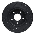 R1 98-07 Lexus LX470 Rear Right Drilled & Slotted Black Brake Rotor