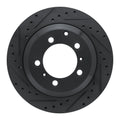 R1 -23 Porsche Cayenne Rear Left Drilled & Slotted Black Brake Rotor