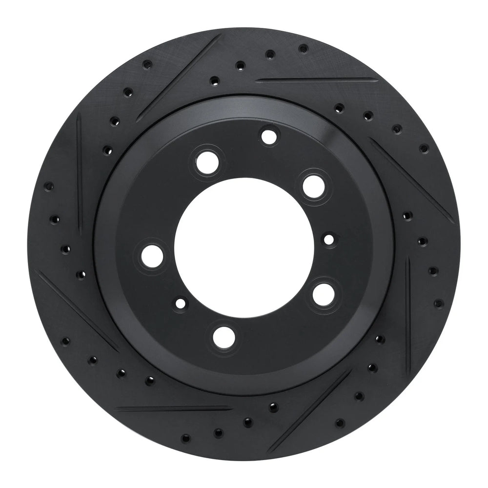 R1 -23 Porsche Cayenne Rear Left Drilled & Slotted Black Brake Rotor