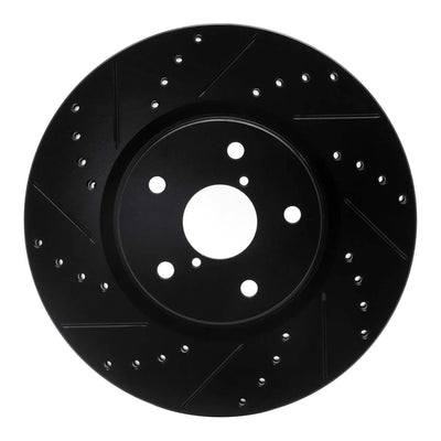 R1 06-21 Subaru Tribeca Front Left Drilled & Slotted Black Brake Rotor
