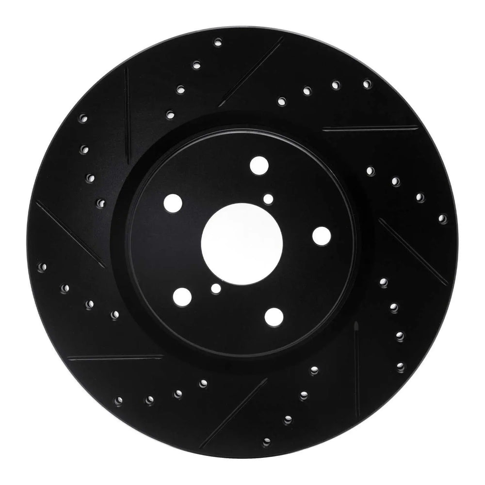 R1 06-21 Subaru Tribeca Front Left Drilled & Slotted Black Brake Rotor