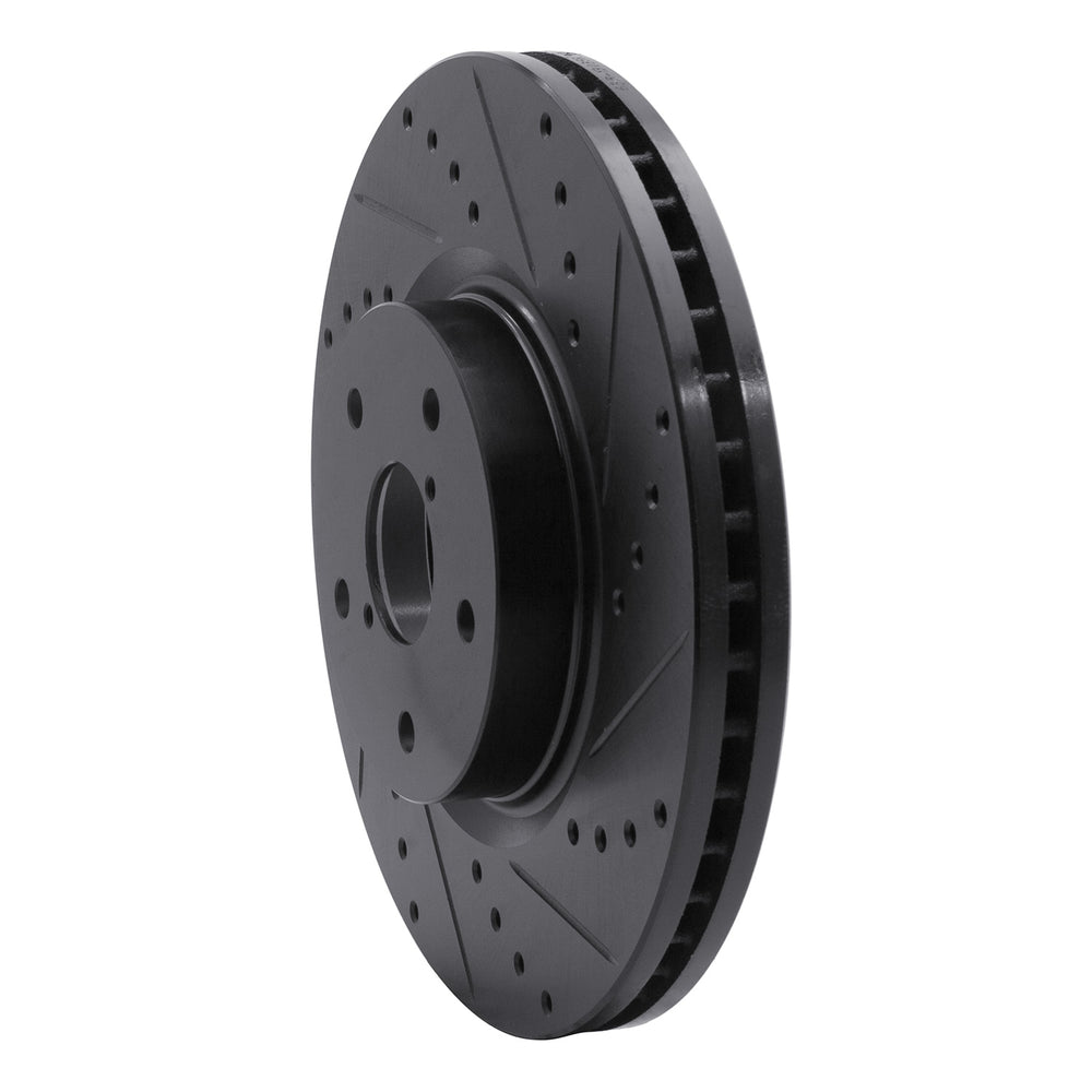 R1 06-21 Subaru Legacy Front Right Drilled & Slotted Black Brake Rotor