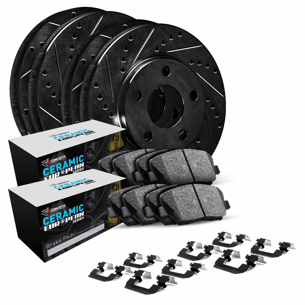 R1 10-18 Mercedes-Benz CLS63 AMG Rear Drilled & Slotted Black Brake Rotor