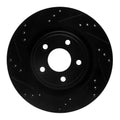 R1 06-08 Jaguar S-Type Rear Left Drilled Black Brake Rotor