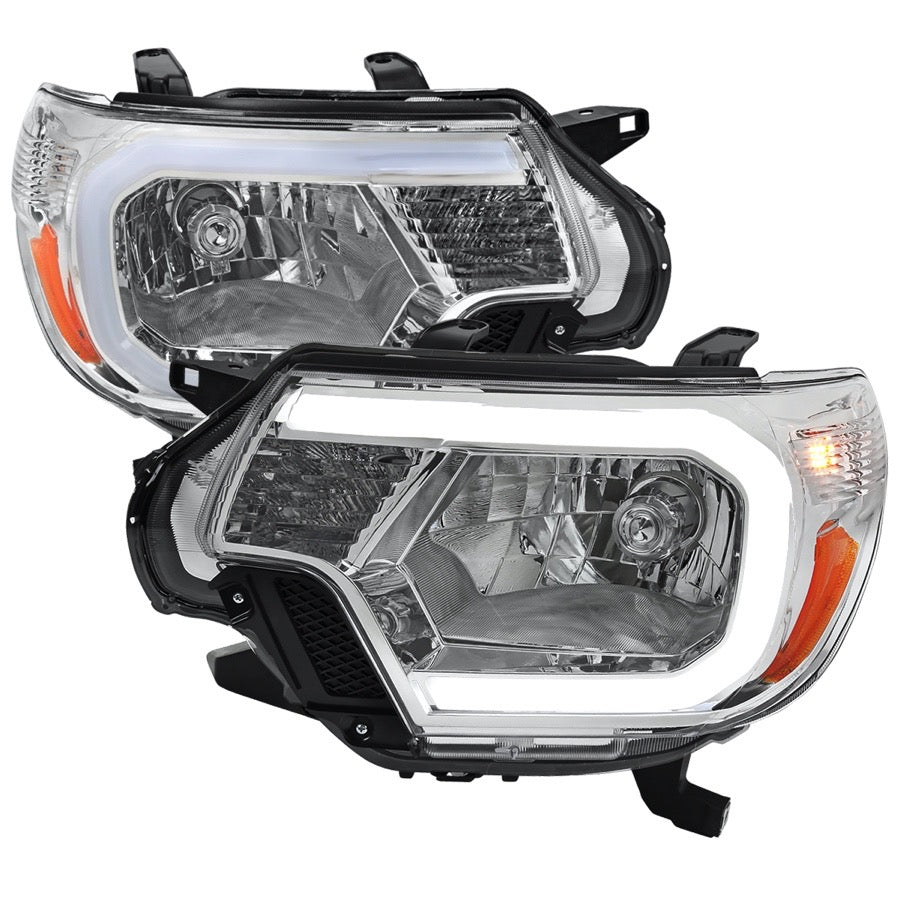 OE HEADLIGHT WITH LED BAR CHROME HOUSING AND CLEAR LENS