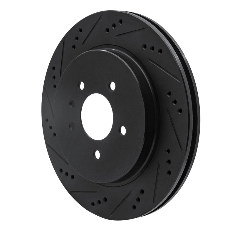 R1 05-11 Cadillac STS Rear Left Drilled & Slotted Black Brake Rotor