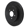 R1 05-11 Cadillac STS Rear Left Drilled & Slotted Black Brake Rotor