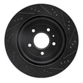 R1 05-11 Cadillac STS Rear Left Drilled & Slotted Black Brake Rotor