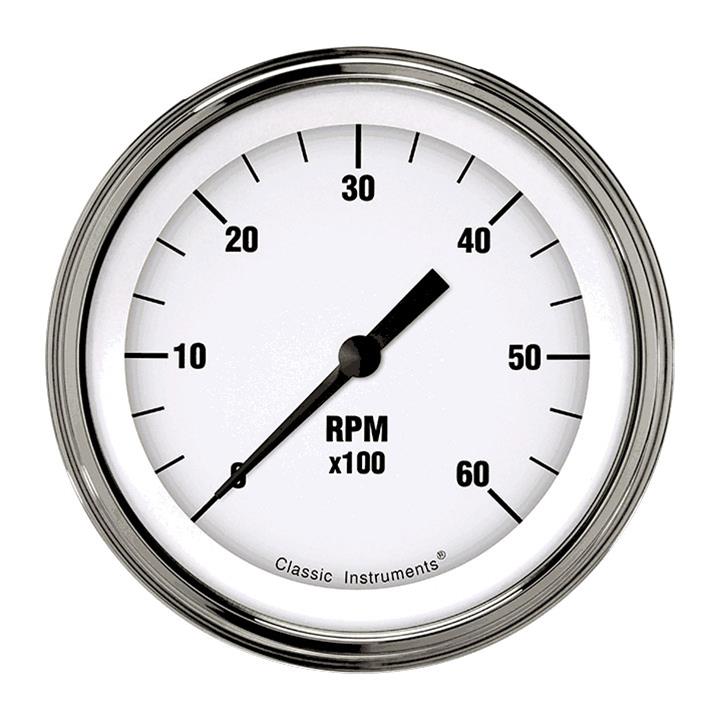 WHITE HOT 3IN TACH 6000 RPM