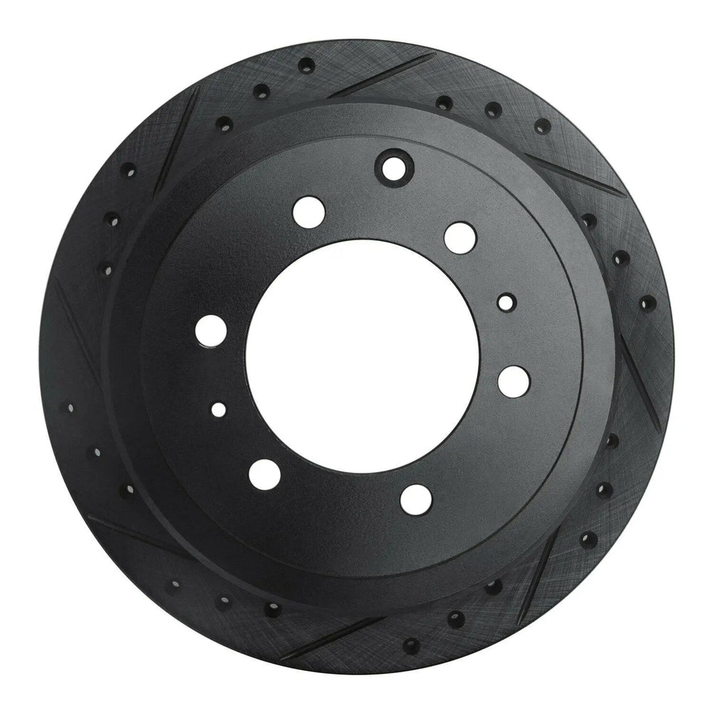 R1 1993-1997 Lexus LX450 Rear Left Drilled & Slotted Black Brake Rotor