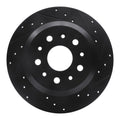R1 18-25 Jeep Wrangler Rear Right Drilled & Slotted Black Brake Rotor