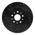 R1 18-25 Jeep Wrangler Rear Right Drilled & Slotted Black Brake Rotor