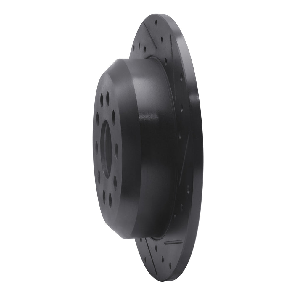 R1 18-25 Jeep Wrangler Rear Right Drilled & Slotted Black Brake Rotor