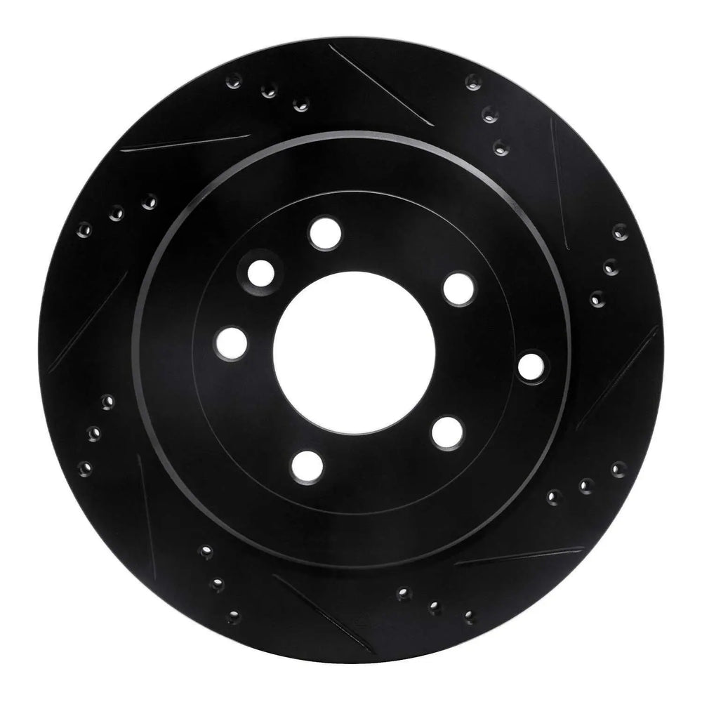 R1 05-07 Land Rover LR3 Rear Right Drilled & Slotted Black Brake Rotor