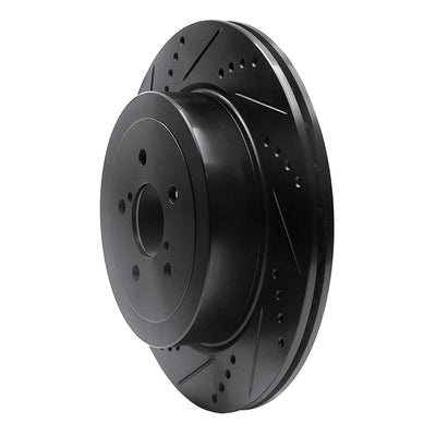 R1 03-04 Subaru Impreza Rear Left Drilled & Slotted Black Brake Rotor