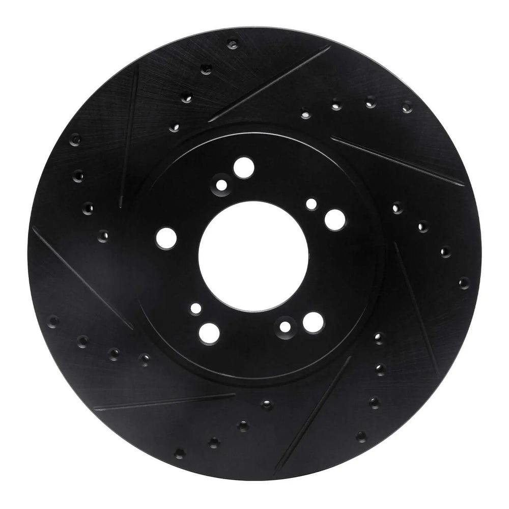R1 99-04 Acura RL Front Left Drilled & Slotted Black Brake Rotor
