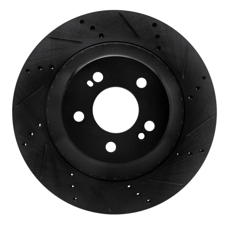 R1 15-21 Mercedes-Benz S550 Rear Right Drilled & Slotted Black Brake Rotor