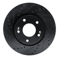 R1 07-09 Hyundai Santa Fe Front Left Drilled & Slotted Black Brake Rotor