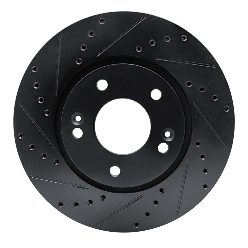 R1 07-09 Hyundai Santa Fe Front Left Drilled & Slotted Black Brake Rotor