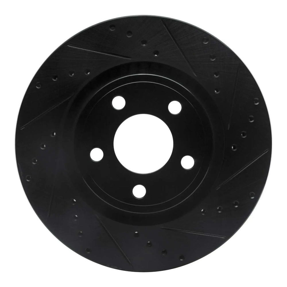 R1 15-20 Ford Mustang Front Right Drilled & Slotted Black Brake Rotor
