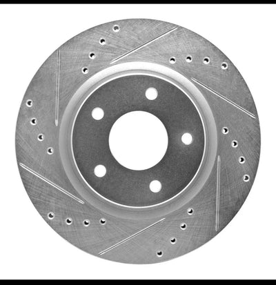 R1 03-05 Land Rover Range Rover Front Left Drilled & Slotted Silver Brake Rotor