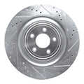 R1 Concepts Brake Rotor Drilled and Slotted Silver Fits Jaguar XKR