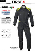 OMP FIRST-S OVERALL ANTHR F/YELLOW SIZE 48 FIA 8856-2018 + SFI