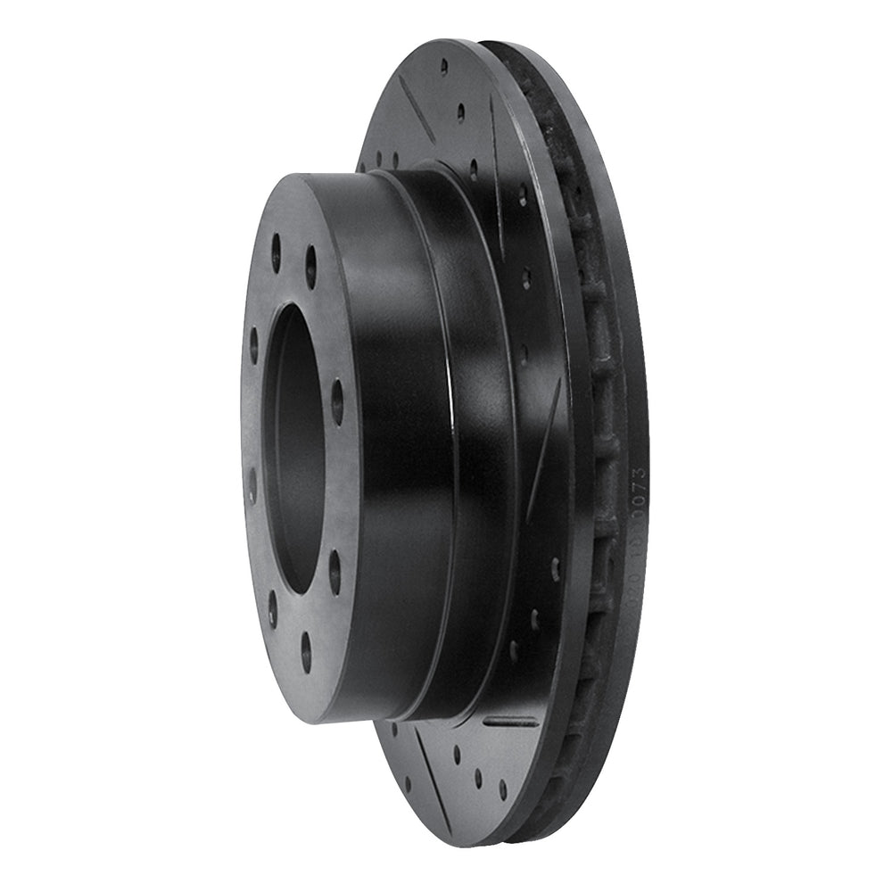 R1 03-05 Chevrolet Silverado 1500 Rear Right Drilled & Slotted Black Brake Rotor