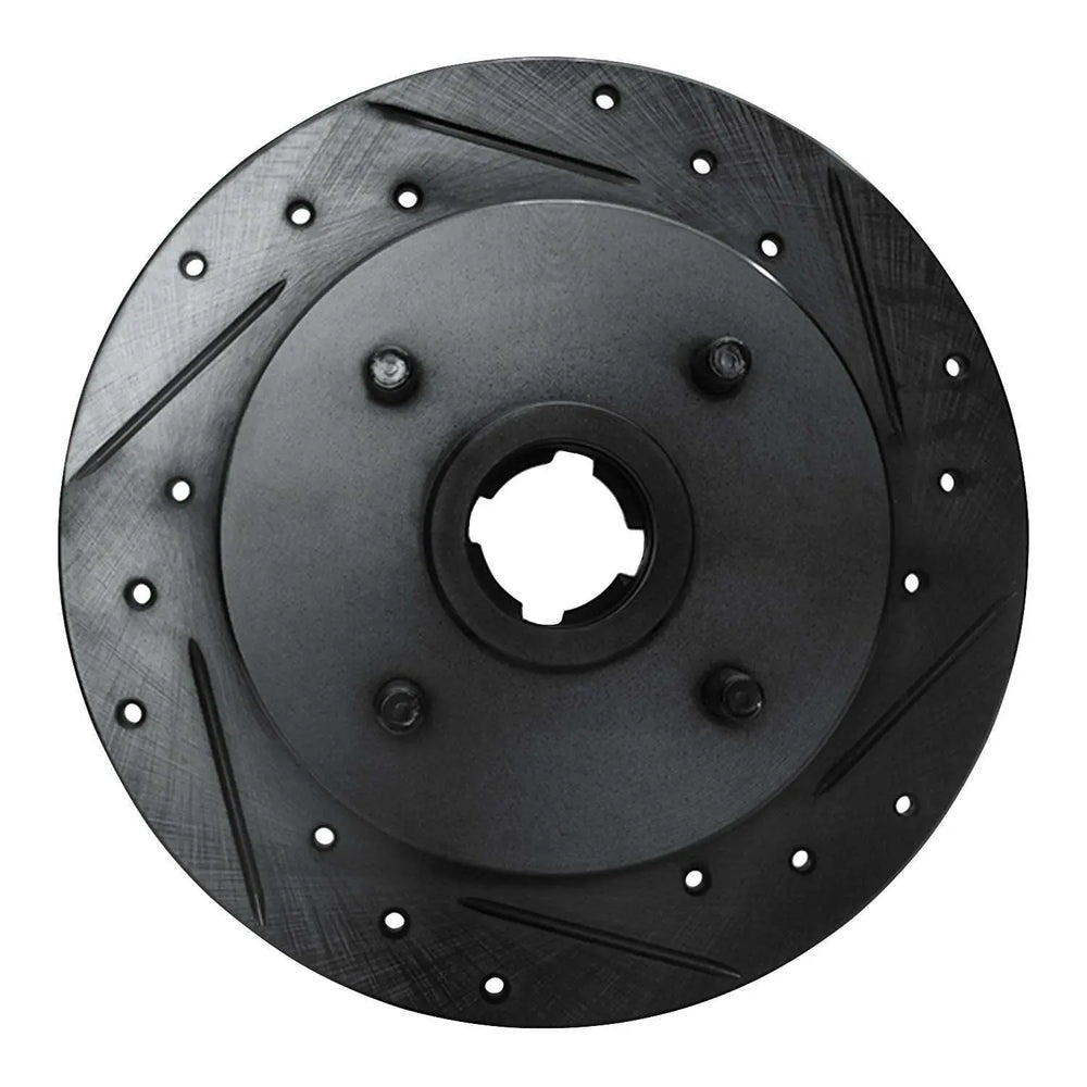 R1 04-07 Volvo V70 Rear Left Drilled & Slotted Black Brake Rotor