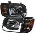 05-07 SEQUOIA LED BAR HEADLIGHT CORNER LIGHT COMBO MATTE BLACK HOUSING AND CLEAR LENS WITH SEQUENTIAL TURN SIGNAL - USES STOCK BULBS