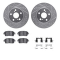 R1 04-09 Toyota Prius Front Drilled & Slotted Silver Brake Rotor Set w/Optimum OE Pads and Hardware